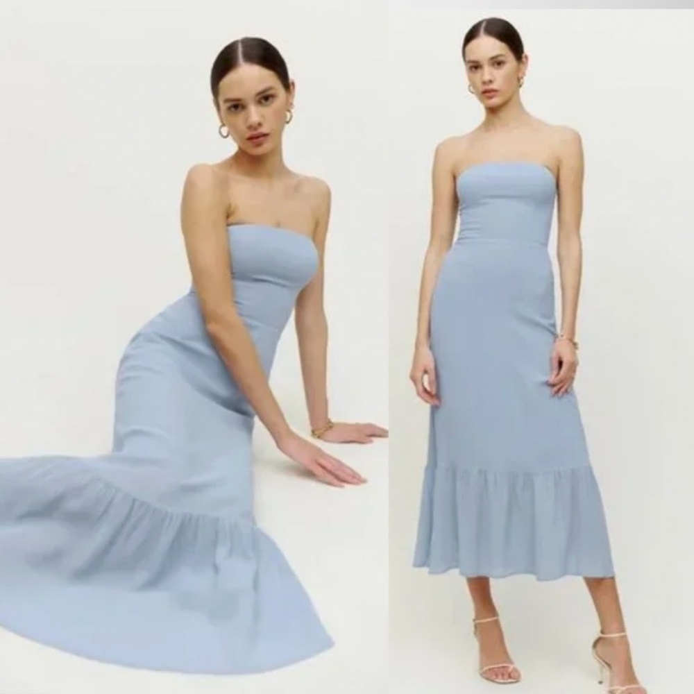 Reformation Arta Mineral Blue Dress